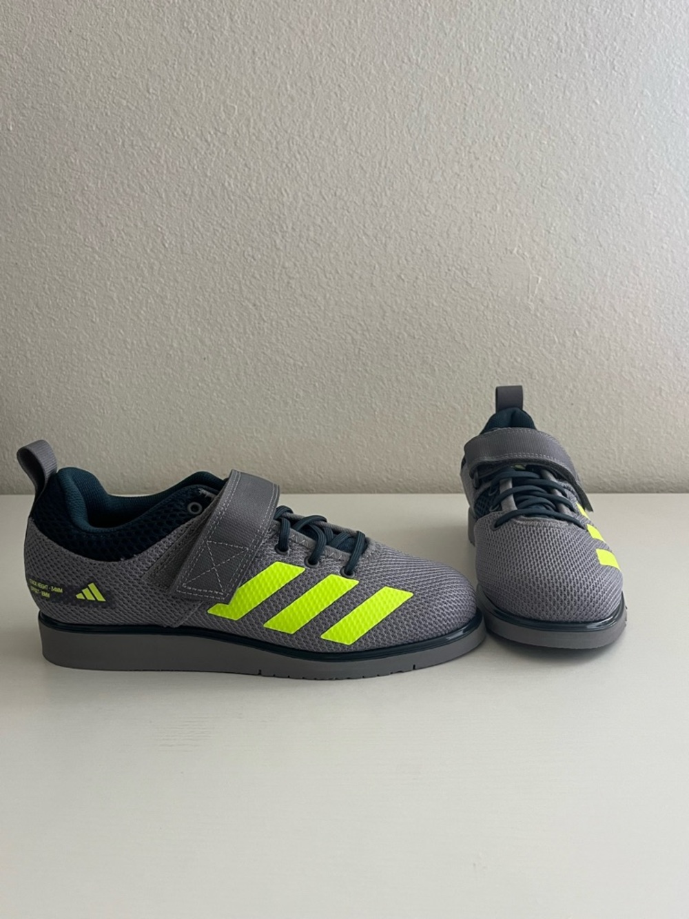 adidas Adult Gray/Blue Sneakers with Neon Yellow Stripes Men’s 4.5 Women’s 5.5